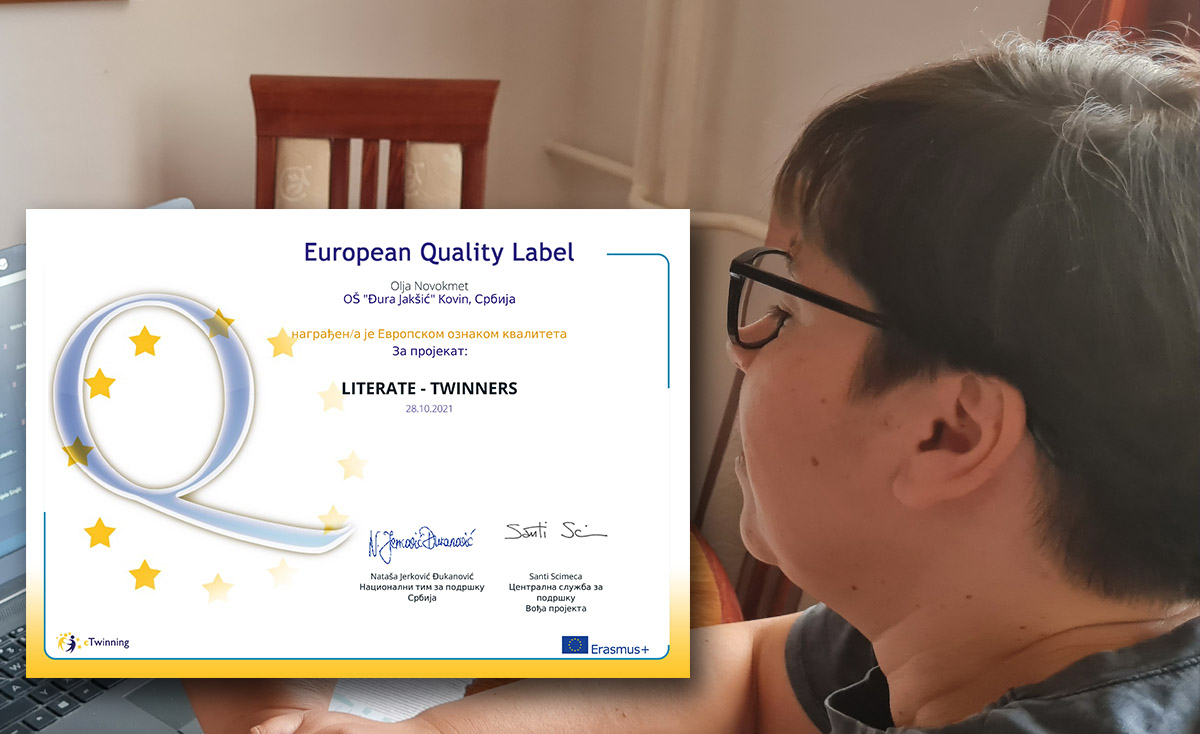  Наставница Оља Новокмет и наша школа награђени Европском ознаком квалитета за пројекат LITERATE TWINNERS